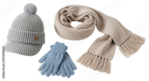 Isolated Winter Set Cap Scarf Gloves