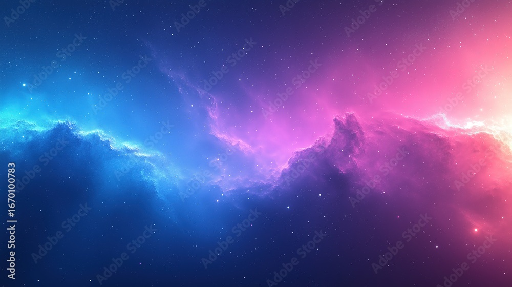 Obraz premium Vibrant Gradient Nebula Sky with Stars and Cosmic Clouds 