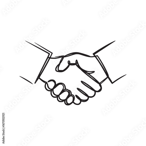 Continuous line drawing of a handshake symbolizing agreement partnership and collaboration in business matters