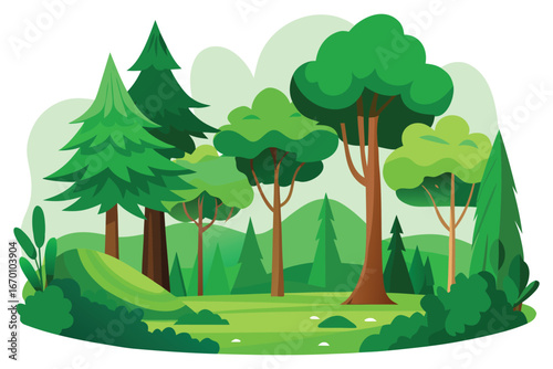 Green forest with trees