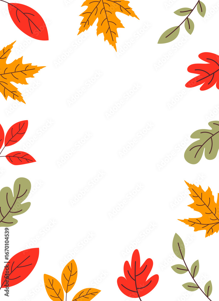 Obraz premium Rectangular template with autumn leaves. Space for text. 