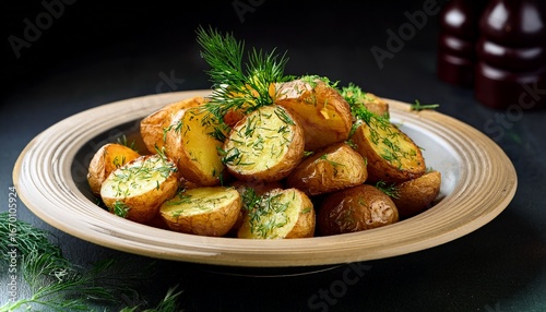 fried potatoes with fresh green dill