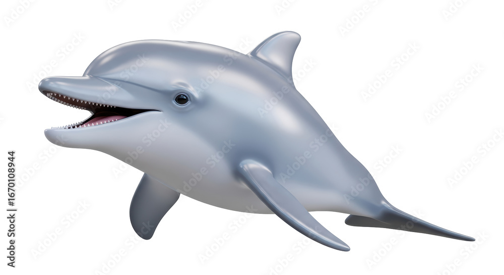 Fototapeta premium Isolated Playful Dolphin Smiling with Open Mouth 3D Render