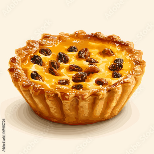Classic Butter Tart with Flaky Pastry and Raisins