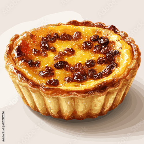 Classic Butter Tart with Flaky Pastry and Raisins