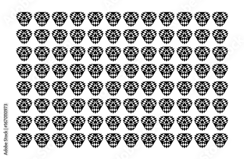 Seamless geometric diamond pattern in black and white, abstract optical design with repeating symmetrical shapes, modern decorative wallpaper texture, minimal monochrome background for surfaces