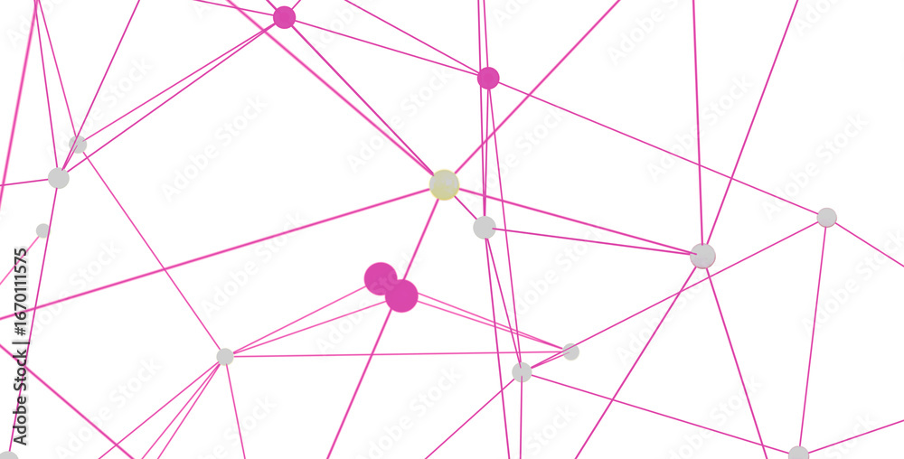Obraz premium Pink lines connecting various sized dots. Network, technology, connection concept.