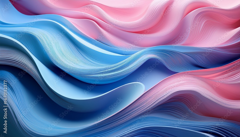 Fototapeta premium abstract waves of blue and pink colors gentle swirling background texture surface structure