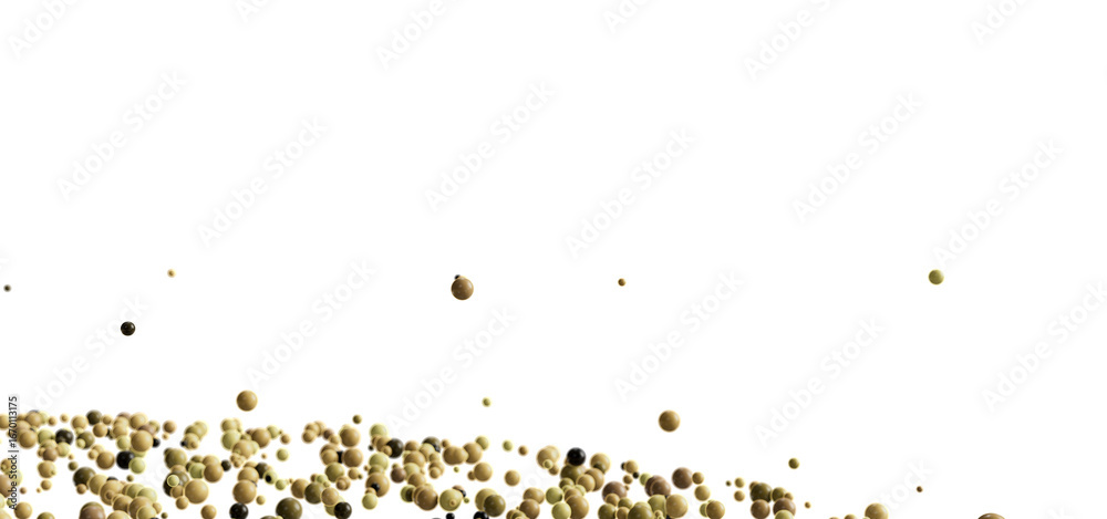 Fototapeta premium High-quality photo of colorful peppercorns falling against a white background. Perfect for food, spice, or culinary themes.