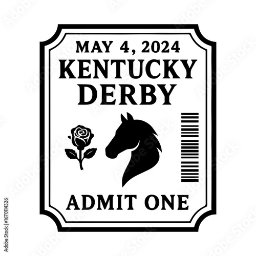Kentucky derby ticket stub pass icon with transparent background horse racing event admission
