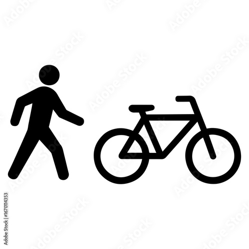 Pedestrian and cyclist bicycle shared lane signage icon with transparent background road safety symbol
