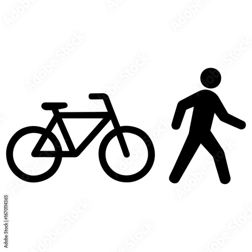 Pedestrian and cyclist bicycle shared lane signage icon with transparent background road safety symbol
