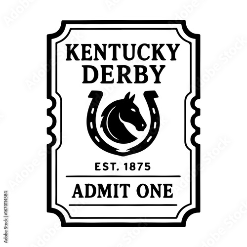 Obraz na plátně Kentucky derby ticket stub pass icon with transparent background horse racing ev