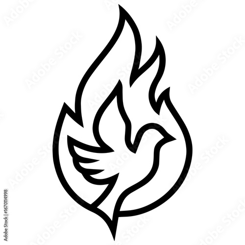 Holy Spirit flame with dove icon with transparent background Christian religious illustration

