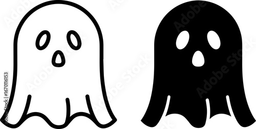 Cute ghost icons for Halloween design, offering playful spooky vibes and graphic elements.