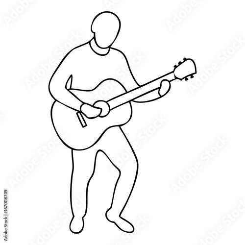 a musician playing guitar line Art 