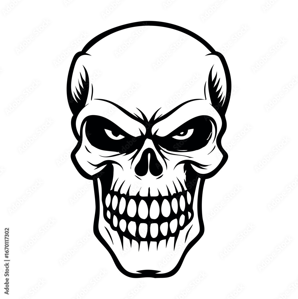 Fototapeta premium Evil Skull line art