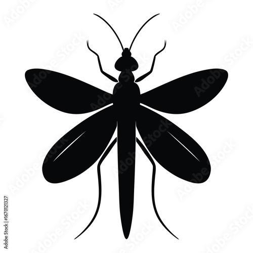 Mayfly Silhouette Logo White Background Vector Illustration