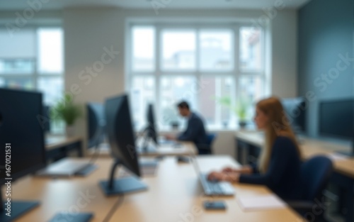 Blurred image of the desktop in the office. business background. High quality