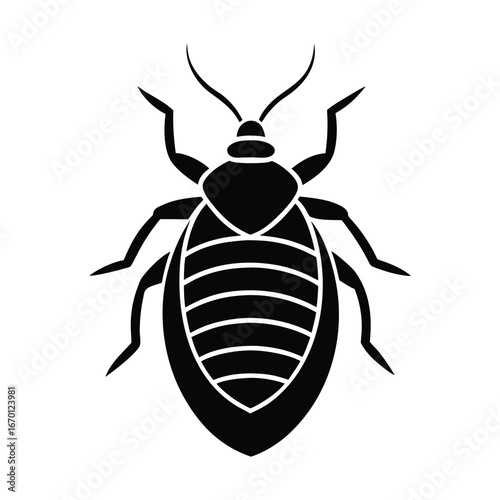 Bedbug Silhouette Logo White Background Vector Art