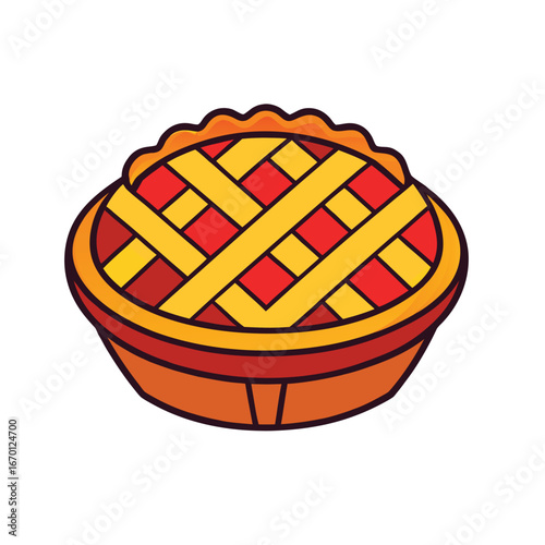 “Dessert pie vector symbol, flat style illustration isolated on white background.”