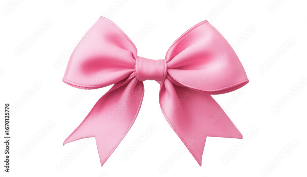 Fototapeta premium Elegant pink silk ribbon bow isolated on transparent background, a decorative element