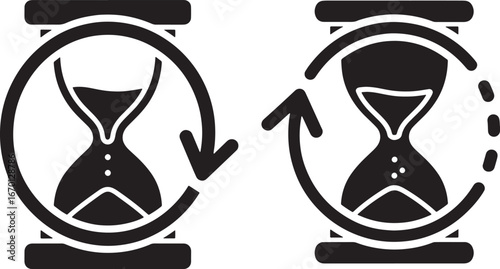 Vector art of hourglass with circular arrow
