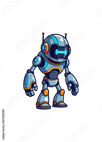 Cartoon robot illustration against black background