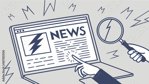 Breaking News Online Laptop Illustration Urgent News Alert Digital Media Web Design News Website Template.