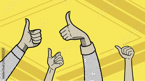 Thumbs Up Approval Like Support - Pop Art Illustration.