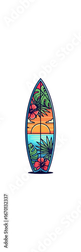 Colorful surfboard graphic design