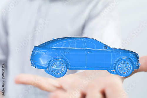 Futuristic car design, digi...