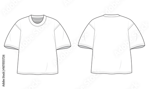  drop shoulder t-shirt template front and back view. 