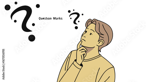 Thinking Person with Question Marks.