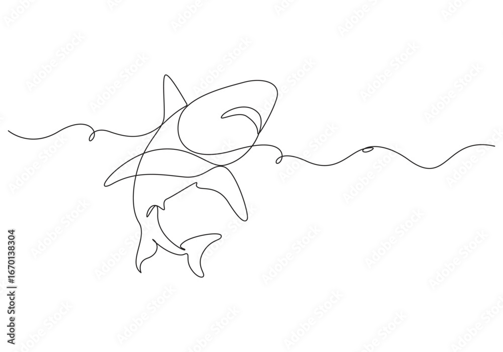 Fototapeta premium sea shark One Continuous Line Drawing