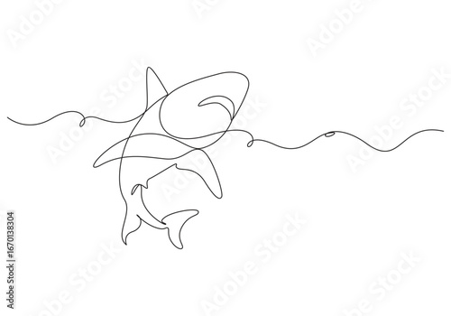 sea shark One Continuous Line Drawing