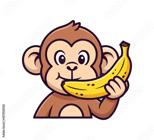 Cute monkey eating banana