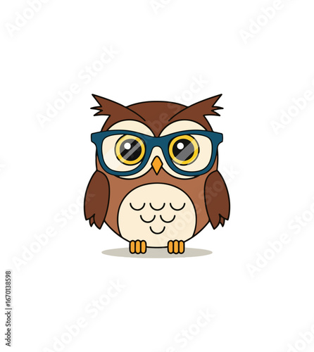 Cute owl with glasses illustration
