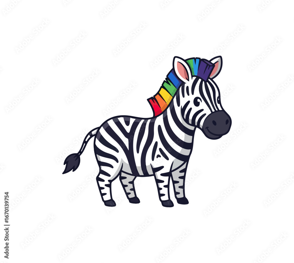Fototapeta premium Cute rainbow zebra cartoon illustration