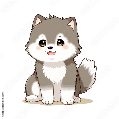 Cute Baby Alaskan Malamute Clipart 06