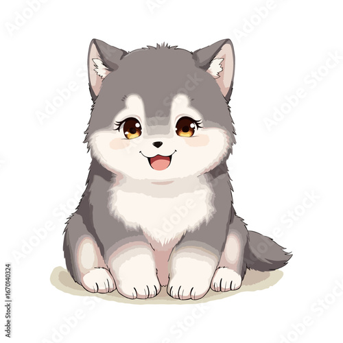Cute Baby Alaskan Malamute Clipart 04