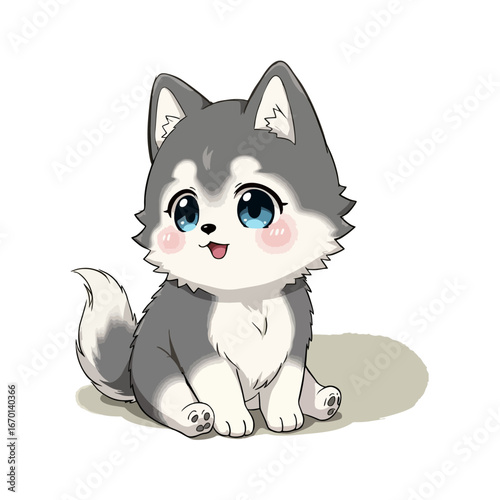 Cute Baby Alaskan Malamute Clipart 05
