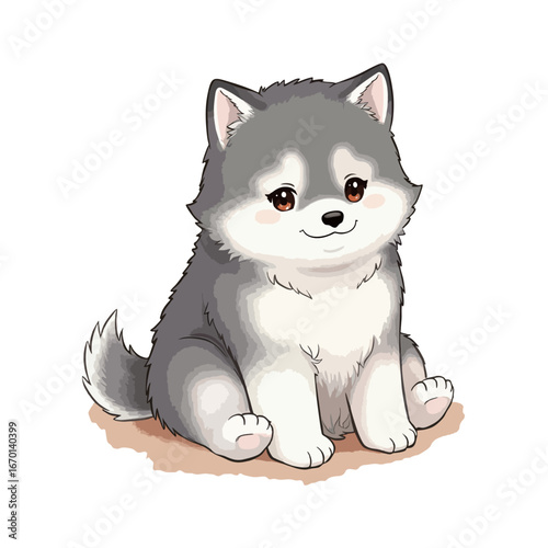 Cute Baby Alaskan Malamute Clipart 01