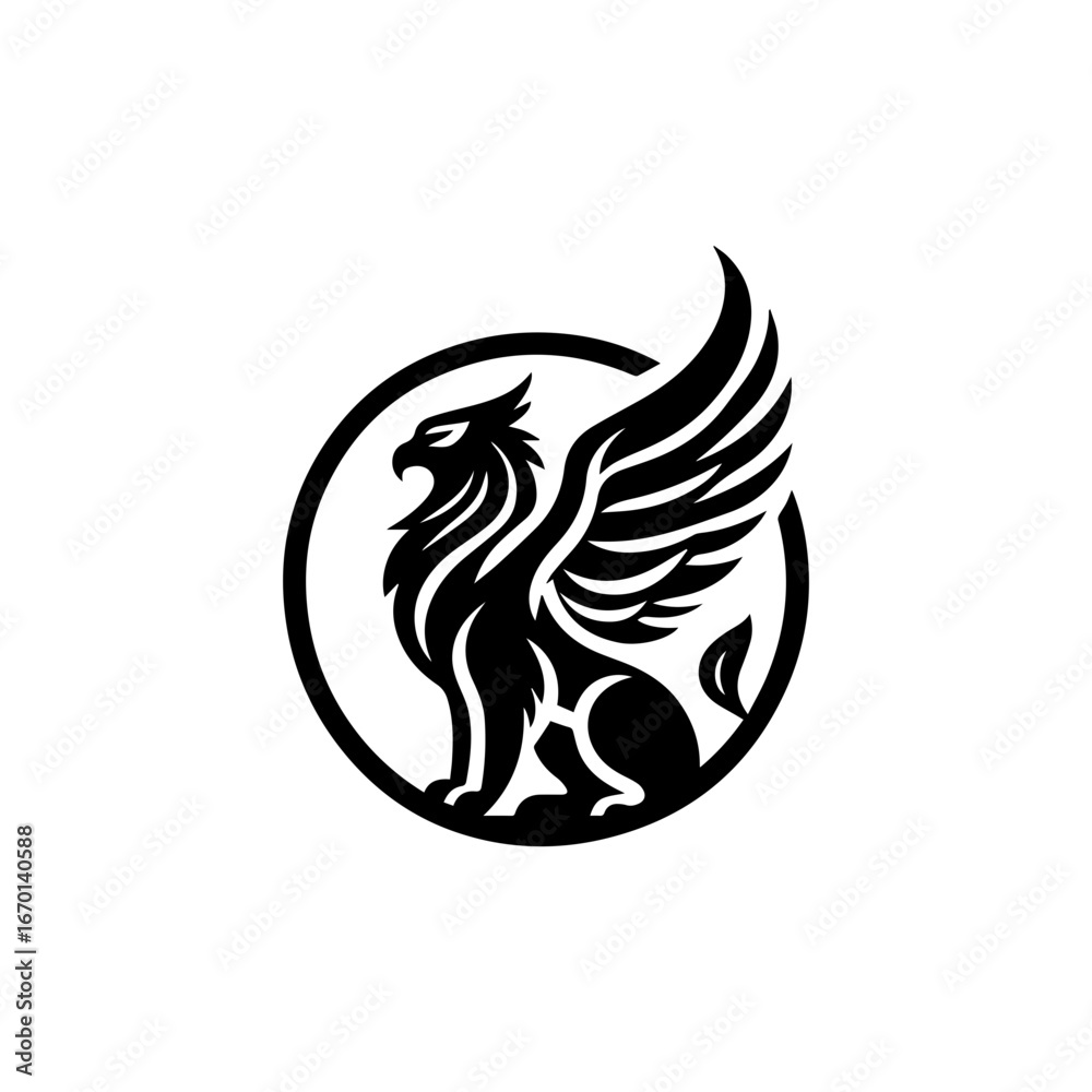 minimalist griffin mythology logo illustration design. elegant and powerfull pose griffin logo vector illustration. minimalist griffin mythology logo illustration design. elegant and powerfull pose griffin logo vector illustration.