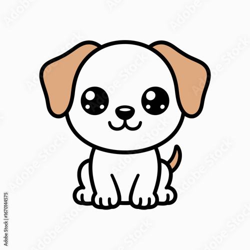 Adorable kawaii cartoon puppy with big eyes and floppy ears