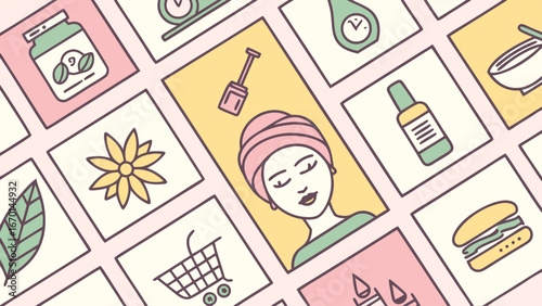 Icons representing Beauty Health and Lifestyle Products.