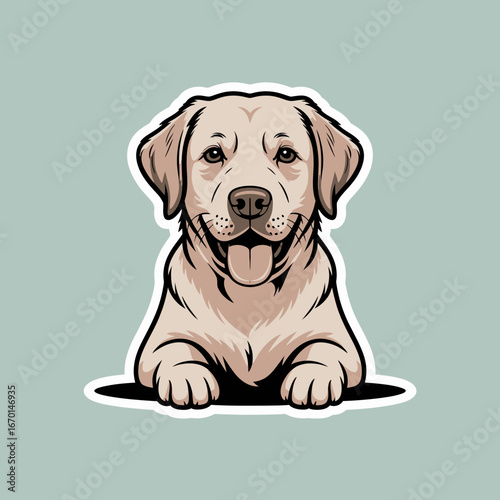 Adorable labrador retriever puppy peeking over a surface