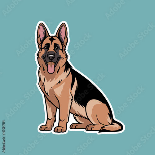 Alert german shepherd dog sitting and smiling