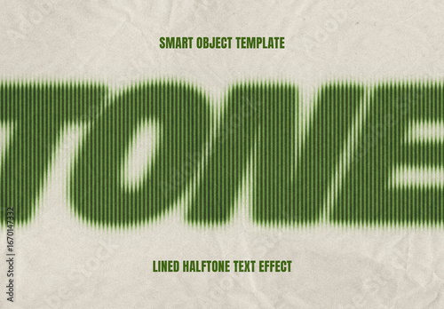 Green Lined Halftone Text Effect Mockup