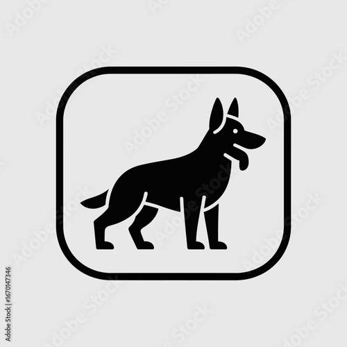 Silhouette of a german shepherd dog standing alert